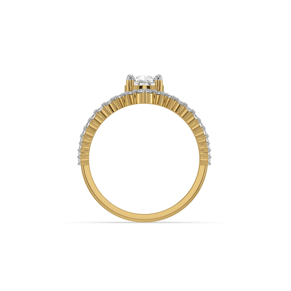 Crowned Pear - Pure Gold Lab Diamond Engagement Ring