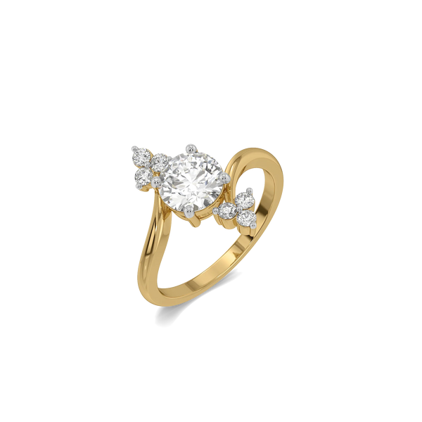 Asymmetrical Starlight - Pure Gold Lab Diamond Solitaire Ring