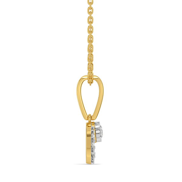 Modernist Pure Gold Lab Grown Diamond Pendant - Side View