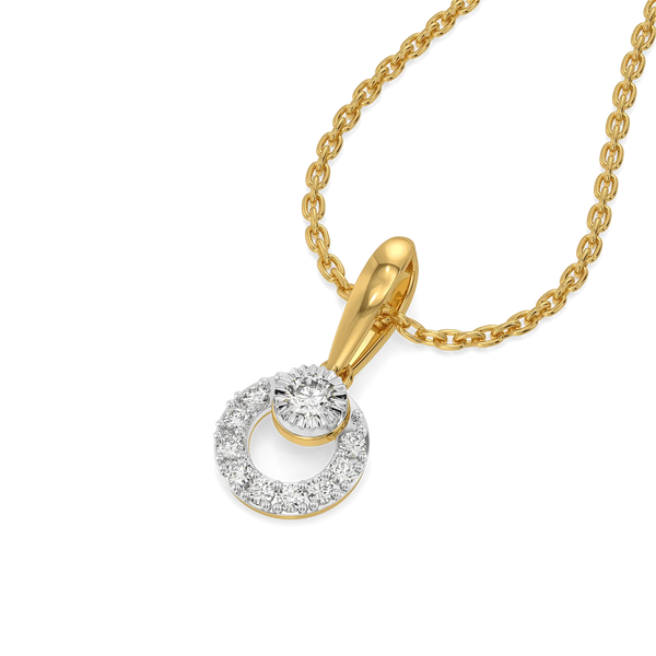 Modernist Pure Gold Lab Grown Diamond Pendant -Perspective View