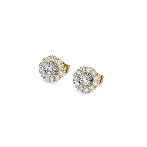 Sunburst Lab Grown Diamond Studs - Front View - Perspective View