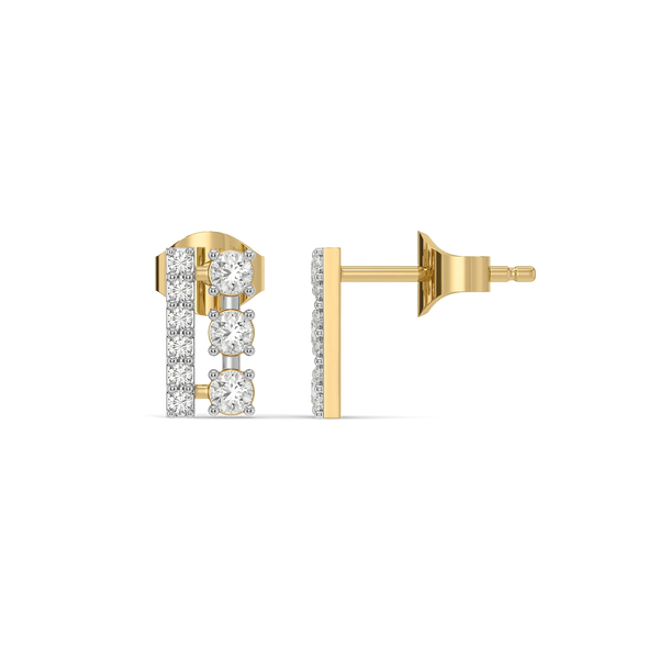 Twin Touch Lab Grown Diamond Stud Earrings - Front & Side View