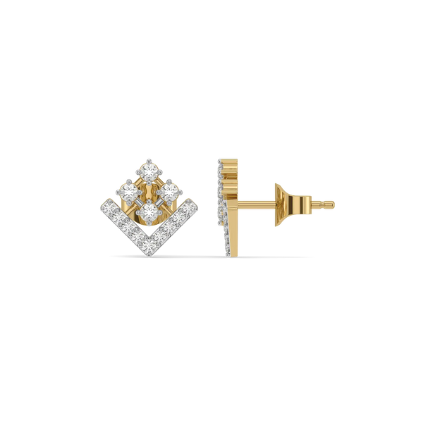Shared Love Lab Diamond Stud Earrings - Front & Side View