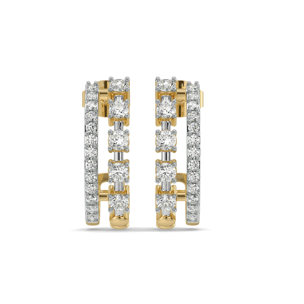 Side-by-Side Lab Diamond Hoop Earrings - Front View