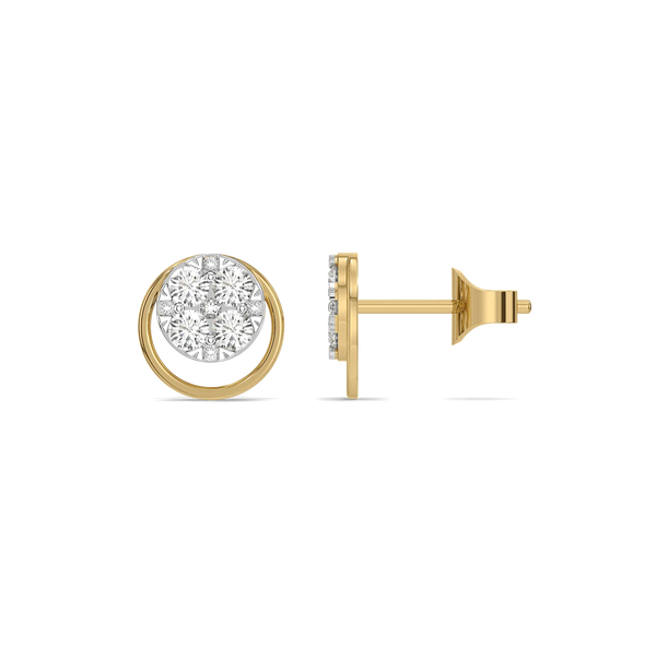 Nova Circle Pure Gold Lab Grown Diamond Stud Earrings
