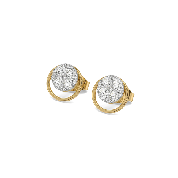 Nova Circle Pure Gold Lab Grown Diamond Stud Earrings