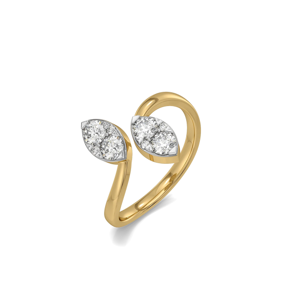 Twin Leaf Pure Gold Lab Grown Diamond Ring