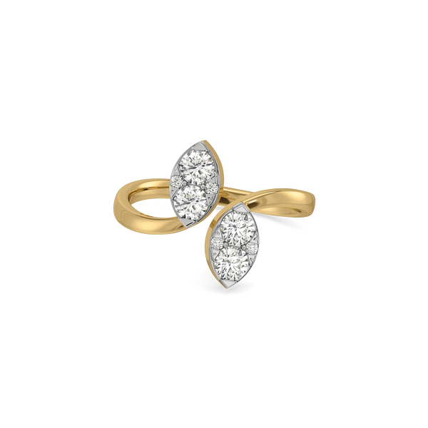 Twin Leaf Pure Gold Lab Grown Diamond Ring