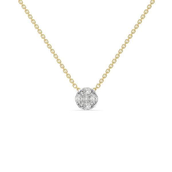 Solitaire-Illusion Pure Gold Lab Grown Diamond Necklace