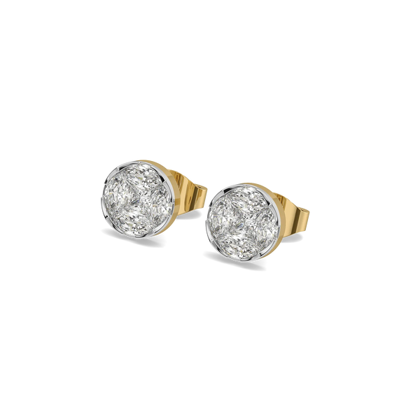 Solitaire-Illusion Pure Gold Lab Grown Diamond Stud Earrings
