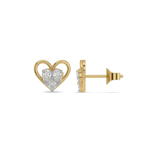 Sweetheart Pure Gold Lab Grown Diamond Stud Earrings