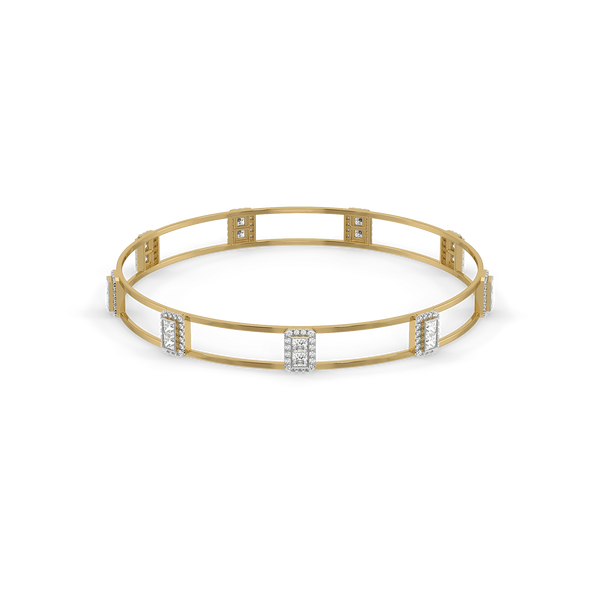 Art Deco Pure Gold Lab Grown Diamond Bangle