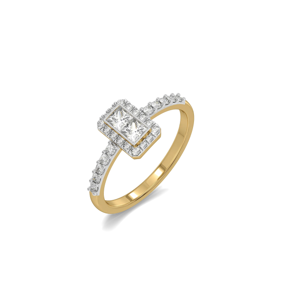 Art Deco Pure Gold Lab Grown Diamond Ring