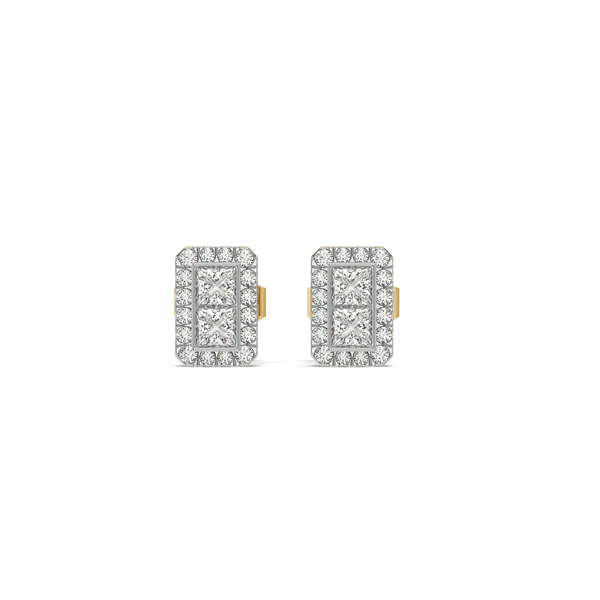 Art Deco Pure Gold Lab Grown Diamond Stud Earrings