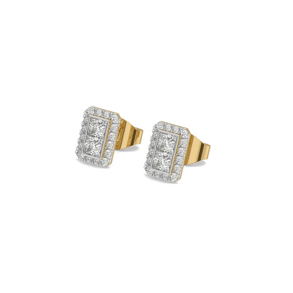 Art Deco Pure Gold Lab Grown Diamond Stud Earrings