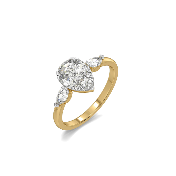 Pear Illusion Pure Gold Lab Grown Diamond Rings