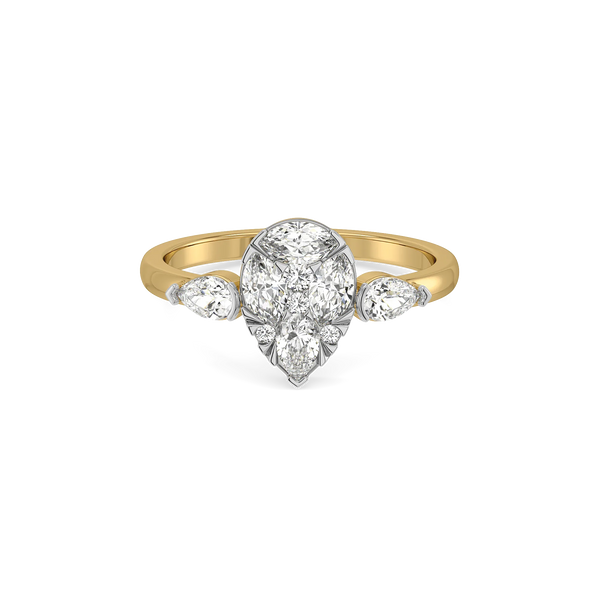 Pear Illusion Pure Gold Lab Grown Diamond Rings
