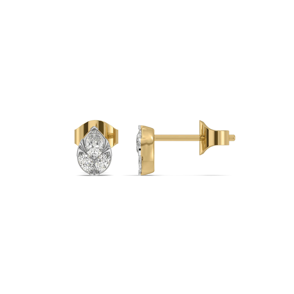 Pear Illusion Pure Gold Lab Grown Diamond Stud Earrings