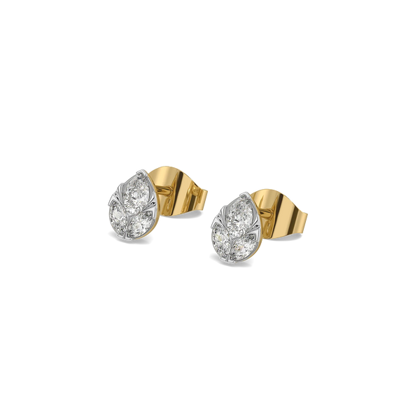 Pear Illusion Pure Gold Lab Grown Diamond Stud Earrings