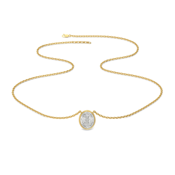Oval Illusion Pure Gold Lab Grown Diamond Necklace