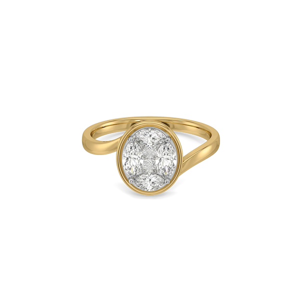 Oval Illusion Pure Gold Lab Grown Diamond Ring