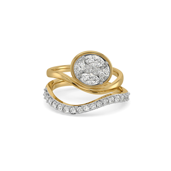 Layered Wrap Pure Gold Lab Grown Diamond Oval Ring