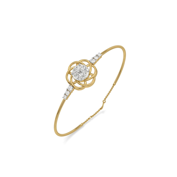 Rosette Swirl Pure Gold Lab Grown Diamond Bangle