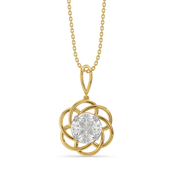 Rosette Swirl Pure Gold Lab Grown Diamond Pendant