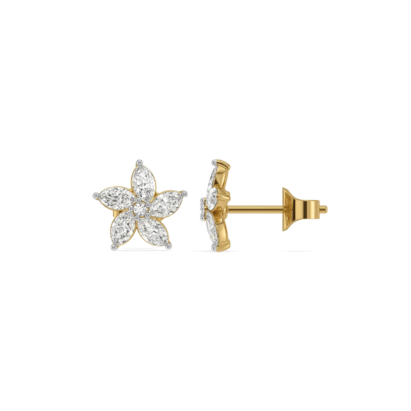 Tiara Lab Grown Diamond Stud Earrings - Front & side View