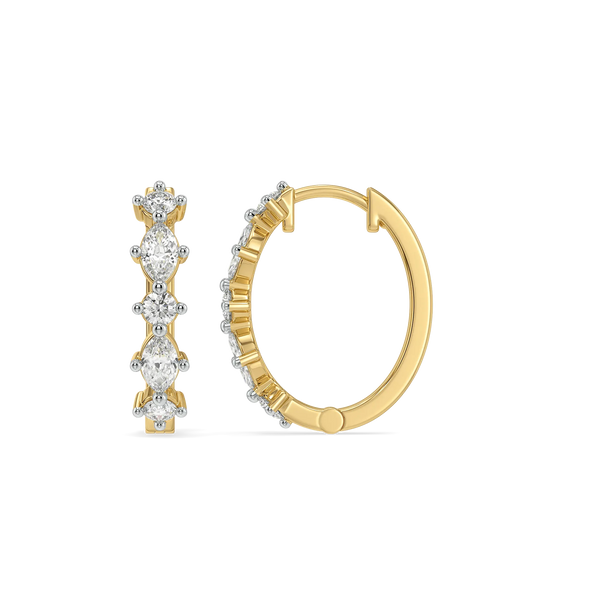 Marquise Rhythm Lab Grown Diamond Hoop Earrings- Front & side View