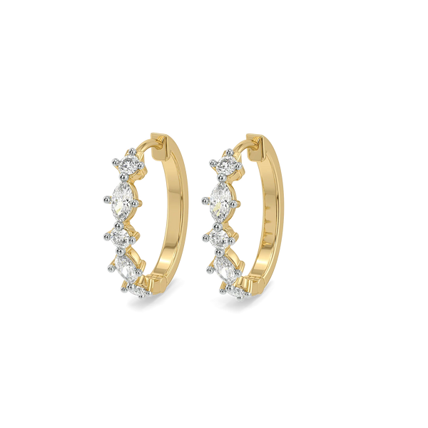 Marquise Rhythm Lab Grown Diamond Hoop Earrings - Perspective view