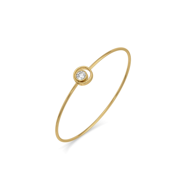 Orbital Solitaire Pure Gold Lab Grown Diamond Bangle