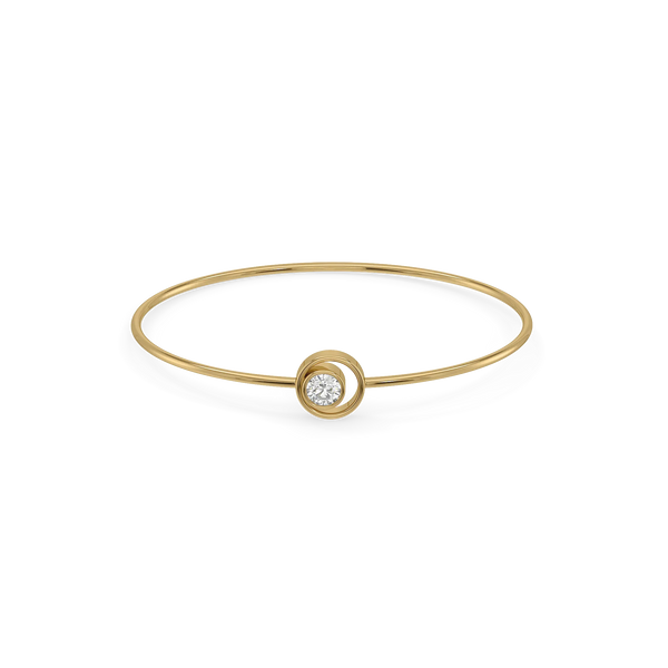 Orbital Solitaire Pure Gold Lab Grown Diamond Bangle