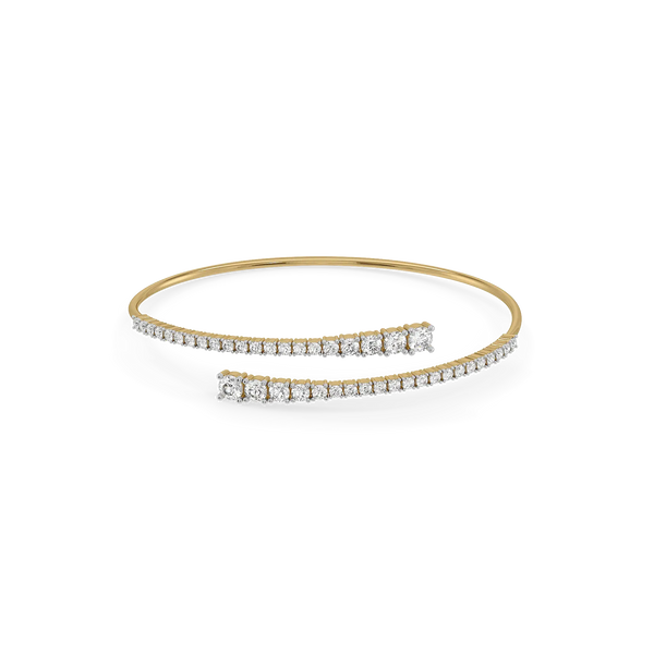 Solstice Line Pure Gold Lab Grown Diamond Bangle
