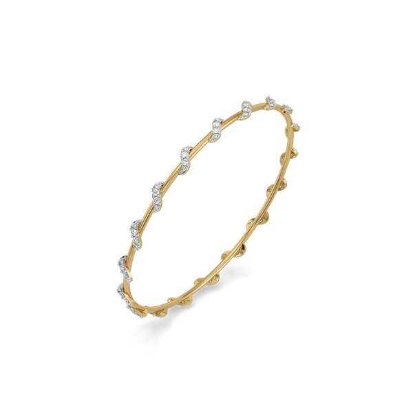 Oceania Wave Pure Gold Lab Grown Diamond Bangle
