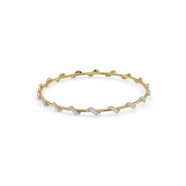 Oceania Wave Pure Gold Lab Grown Diamond Bangle