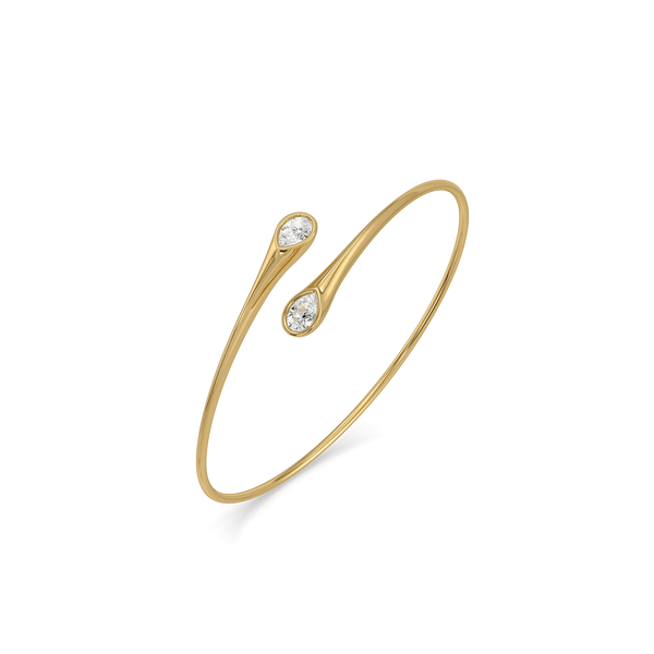 Fluid Pear Pure Gold Lab Grown Diamond Bangle