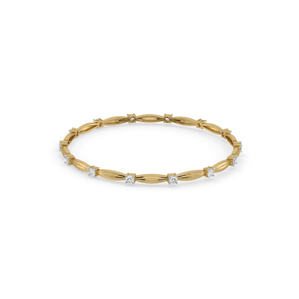 Sculpted Solitaire Pure Gold Lab Grown Diamond Bangle