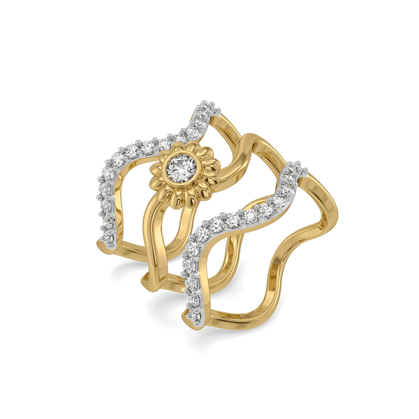 Bloom Stack Pure Gold Lab Diamond Ring Set - Perspective view