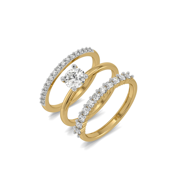 Crown Stack – Pure Gold Lab Diamond Solitaire Stack Ring Set