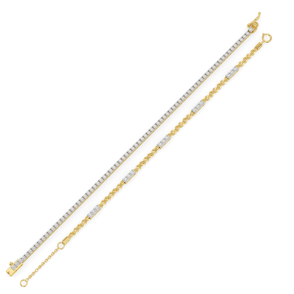 Wrist Stack - Pure Gold Lab Diamond Bracelet Set