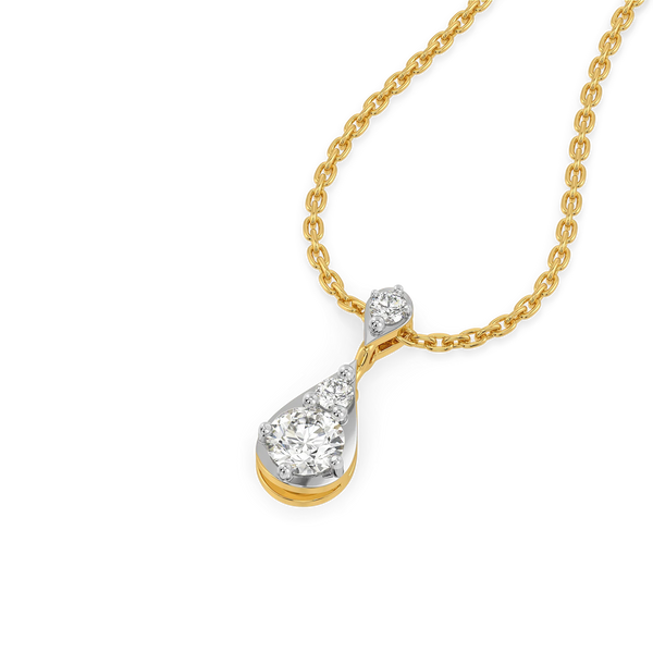 Teardrop Trio - Pure Gold Lab Diamond Pendant and Drop Earrings Set