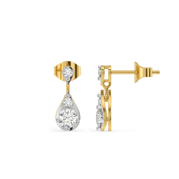 Teardrop Trio - Pure Gold Lab Diamond Pendant and Drop Earrings Set