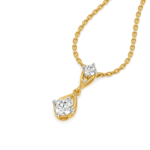 Double Drop – Pure Gold Lab Diamond Pendant and Drop Earrings Set