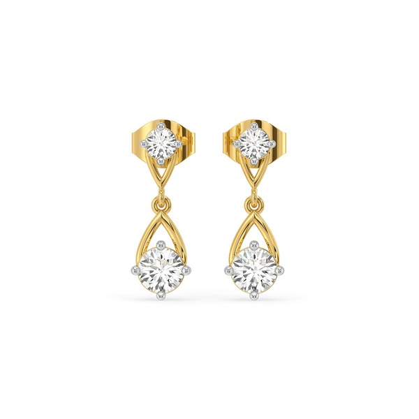 Double Drop – Pure Gold Lab Diamond Pendant and Drop Earrings Set