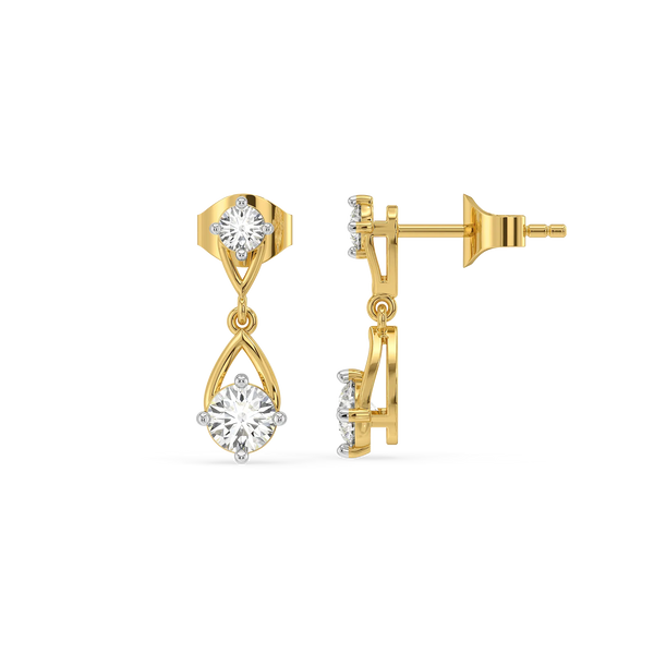 Double Drop – Pure Gold Lab Diamond Pendant and Drop Earrings Set