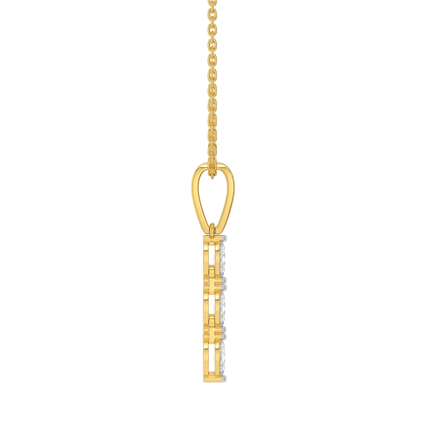 Triple Marquise Drop Pure Gold Lab Diamond Marquise Drop Pendant - Side View