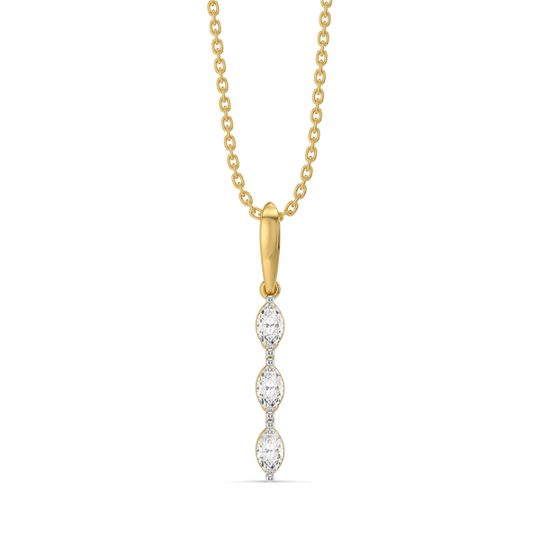 Triple Marquise Drop Pure Gold Lab Diamond Marquise Drop Pendant - Front View