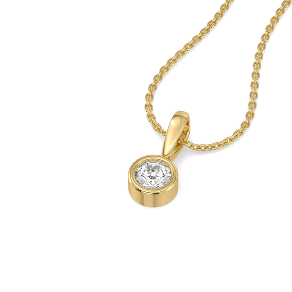 Bezel Duo Pure Gold Lab Diamond Pendant and Necklace Set - Perspective View 2