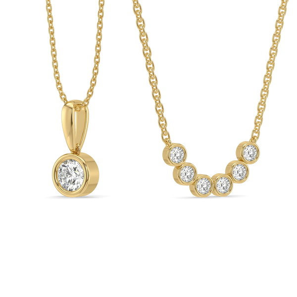 Bezel Duo – Pure Gold Lab Diamond Pendant and Necklace Set
